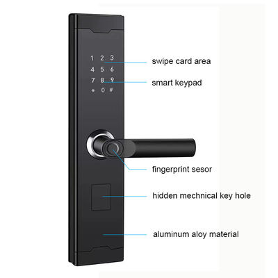 Biometric Smart Fingerprint Door Lock Baterai Aluminium Alloy 6V 4x AA