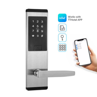 Kunci Pintu Keypad Baja Berwarna Hitam Dengan Aplikasi Smart TTlock