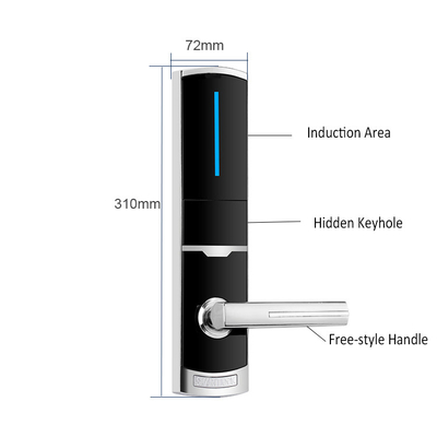 310*72mm Zinc Alloy Hotel Elektronik Kunci Pintu Pintar dengan Kartu RFID dan Kunci Mekanis