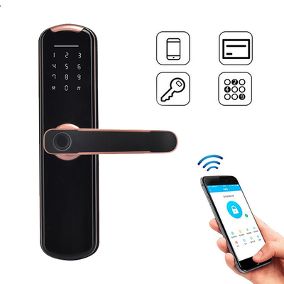 Kunci Pintu Keypad Bluetooth Sidik Jari 4 AA 120mm Tebal Untuk Rumah