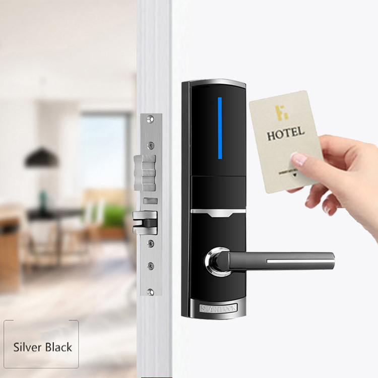 310*72mm Zinc Alloy Hotel Elektronik Kunci Pintu Pintar dengan Kartu RFID dan Kunci Mekanis