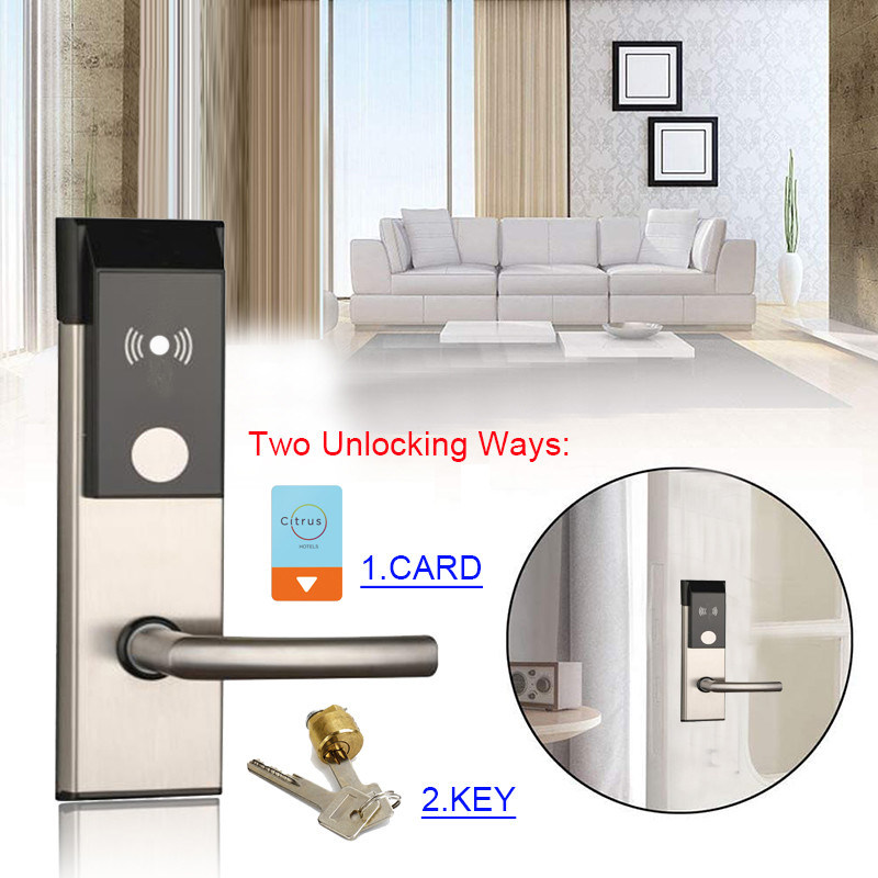 4 Warna Hotel Smart Door Lock Kartu Kunci RFID Opsional Dengan Perangkat Lunak Bebas Keamanan