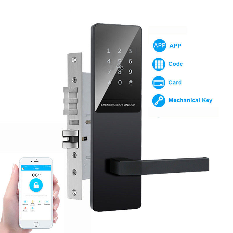 Black Color Touch Keypad Apartment Smart Door Lock untuk pintu depan