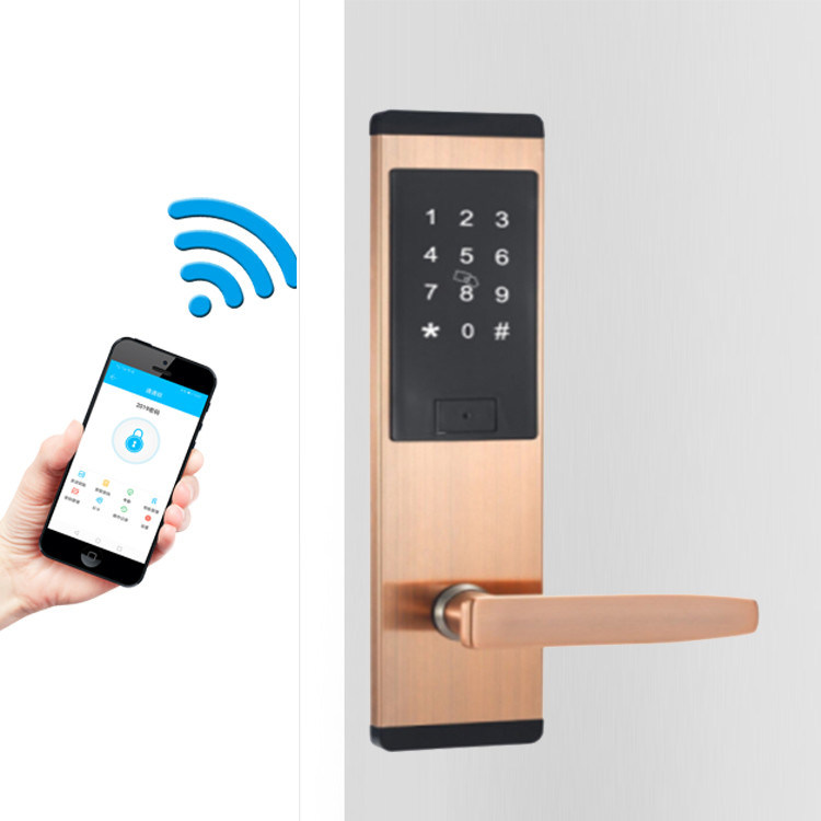 Kunci Pintu Keypad Baja Berwarna Hitam Dengan Aplikasi Smart TTlock